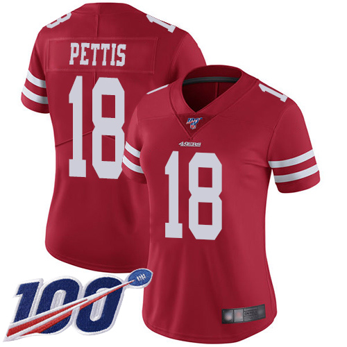 San Francisco 49ers Limited Red Women Dante Pettis Home NFL Jersey #18 100th Season Vapor Untouchable->san francisco 49ers->NFL Jersey